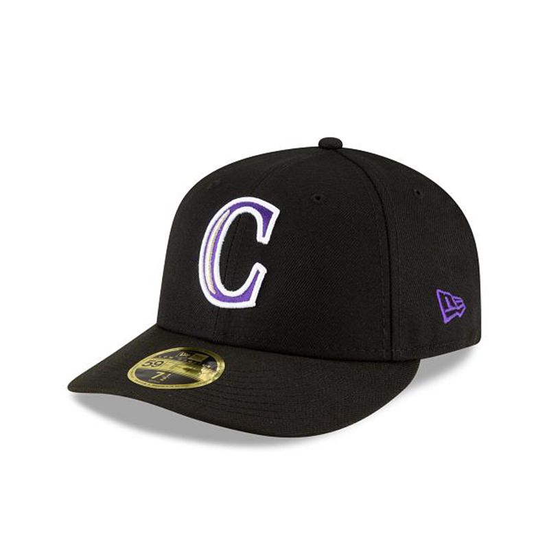 MLB Colorado Rockies Ligature Low Profile 59Fifty Fitted (BEQ4836) - Black New Era Caps